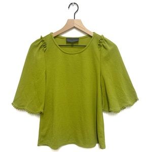 Sunday in Brooklyn by Anthropologie Green Flutter Sleeve Top